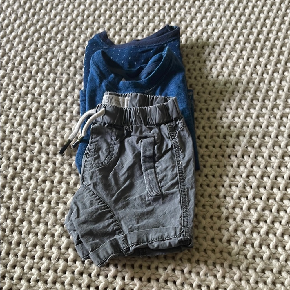 Cotton On Baby Boy Bundle, 2 Shirts, 1 Pair Of Shorts, 6-12 months